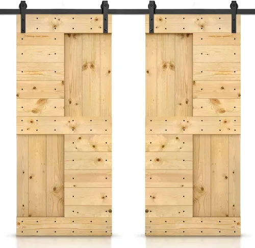 Miniatura 95 de TMS Serie N - Puerta corrediza interior de madera de pino anudada con kit de herrajes deslizantes (32 x 84 pulgadas, blanco)