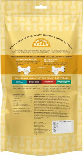 Miniatura 2 de Better Belly Rollo masticable grande de cuero crudo altamente digerible, 3 unidades (paquete de 1)