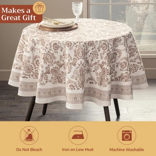 Miniatura 5 de Maison d' Hermine Mantel 100% algodón para mesas redondas de cocina, comedor, fiestas, bodas, Acción de Gracias/Navidad (69 pulgadas de diámetro)