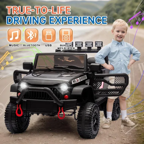 Miniatura 5 de Jeep para niños de 24V, juguetes con motor de 400W, con control remoto para padres, autos eléctricos para niños con suspensión de 4 ruedas, Negro