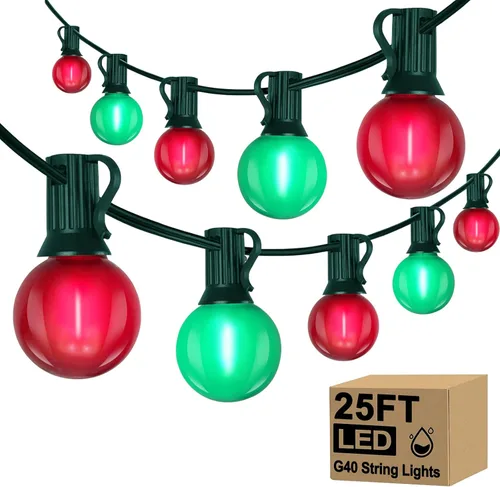 Miniatura 18 de Guirnalda de luces LED G40 para el día de San Patricio para exteriores, 25 pies, luces decorativas de San Patricio al aire libre con bombillas