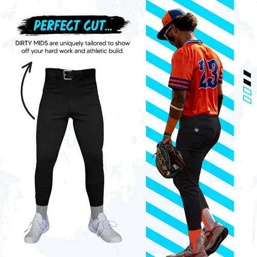 Miniatura 3 de Dirty Mids Original The Essentials - Pantalones deportivos de béisbol, ajuste profesional, cintura antideslizante, color blanco, negro, gris, XS a XL