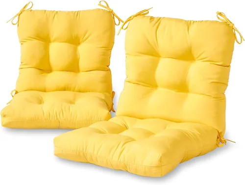 Miniatura 34 de Cojines para silla de exterior con bisagras, diseño de una sola pieza, cojín reversible para asiento y respaldo de patio con lazos, tela