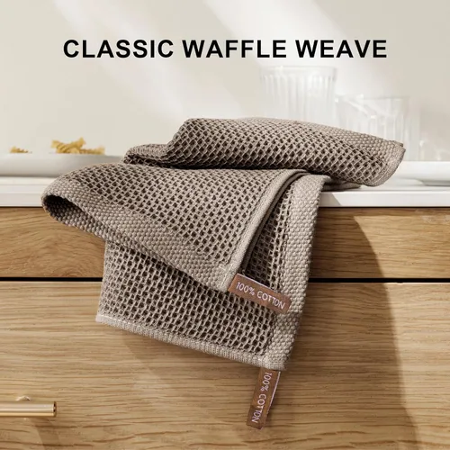 Miniatura 6 de joybest Paños de cocina de algodón, paquete de 8 paños de cocina de tejido de gofre, ultra suaves, absorbentes, paños de secado rápido, trapos