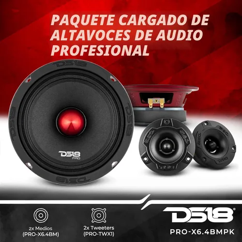 Miniatura 2 de DS18 Paquete de altavoces de coche medio y alto: 2 x rango medio de 6.5 pulgadas, 2 tweeters de 1 pulgada, crossover integrado