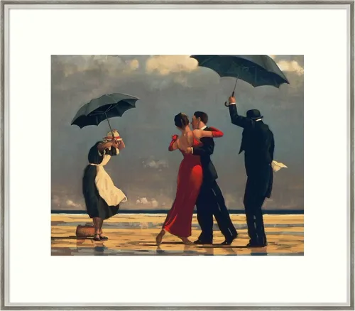 Amanti Art Lienzo decorativo para pared enmarcado de 30 x 37 pulgadas, The Singing Butler por Jack Vettriano, arte de pared de gente, decoración