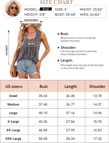Miniatura 6 de KTILG Camisetas sin mangas con cuello cuadrado de verano, plisadas, para mujer, ajuste holgado, tallas S-3XL
