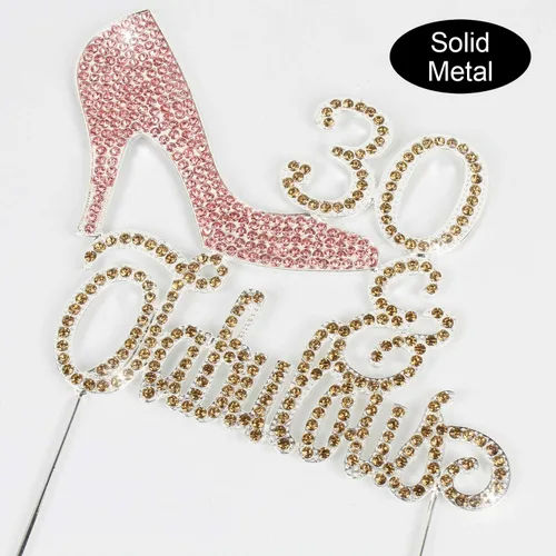 Miniatura 3 de LINGTEER 30 fabulosos adornos para tartas de cristal con diamantes de imitación de tacón alto, color rosa, perfecto para 30 cumpleaños, aniversario