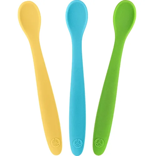 Miniatura 16 de WeeSprout Cucharas de silicona para bebé, utensilios de alimentación infantil de primera etapa con punta suave, utensilios de cocina flexibles