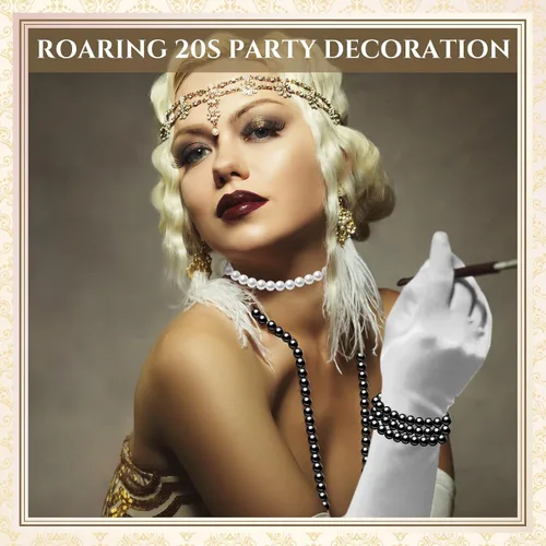 Miniatura 6 de Paquete de 32 collares largos de perlas de los años 20, joyería de disfraces, collar de perlas falsas de Gatsby a granel, collar de perlas