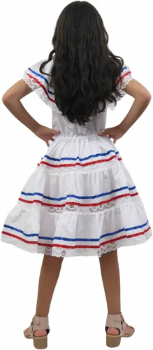 Miniatura 5 de Vestido de cintas étnicas rojo, azul y blanco cubano, domincano, puertorriqueño