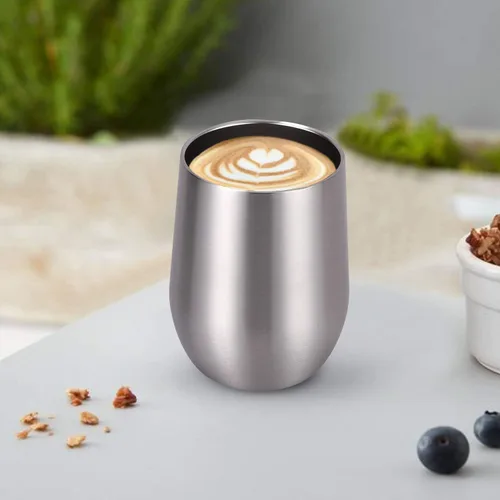 Miniatura 4 de Paquete de 12 vasos de vino de acero inoxidable, 12 onzas, doble pared, aislados al vacío, con tapas y pajitas, copas de vino sin tallo de acero