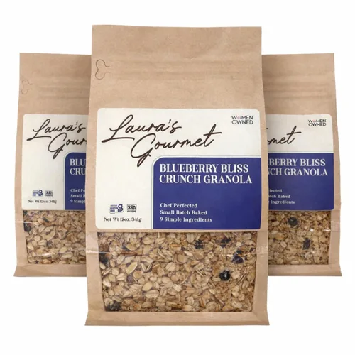 Miniatura 8 de Laura's Gourmet Granola AppleLicious Crunch, 12 oz - 3 packs, Gluten-Free Oats, Vegan, Dairy & Soy Free Snack, Organic Agave, Cinnamon Diced Apples