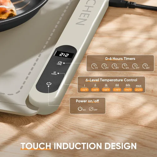 Miniatura 4 de NEWKITCHEN Tapete de calentamiento para alimentos, (XXL, 36 x 16 pulgadas), tapete de calentamiento de alimentos para fiestas, bufé, 6 temperaturas