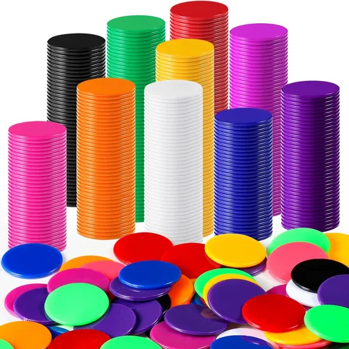 Coopay 10 colores de 1.2 pulgadas de plástico para contadores de aprendizaje, discos de conteo de fichas de bingo para práctica de matemáticas y 300