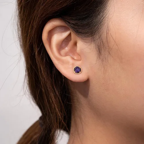 Miniatura 2 de Tienda Essentials 10k Gold Made with Infinite Elements Imported Crystal Birthstone Stud Earrings (previously Tienda Collection)
