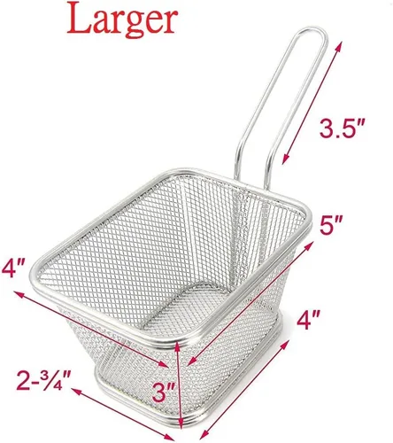 Miniatura 6 de Mini cesta de papas fritas de acero inoxidable, cestas cuadradas para freidoras, herramienta de cocina de grado FDA, vajilla de presentación