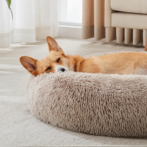 Miniatura 82 de WESTERN HOME WH Cama calmante para perros y gatos, dona acogedora anti-ansiedad, cama redonda cálida y acogedora de piel sintética, suave y azul