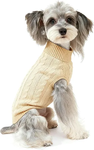 Miniatura 17 de Suéter para perro, cálido y suave, mediano (pecho 16-18 pulgadas), rosa, cuello alto clásico, lavable a máquina, invierno, unisex, sólido