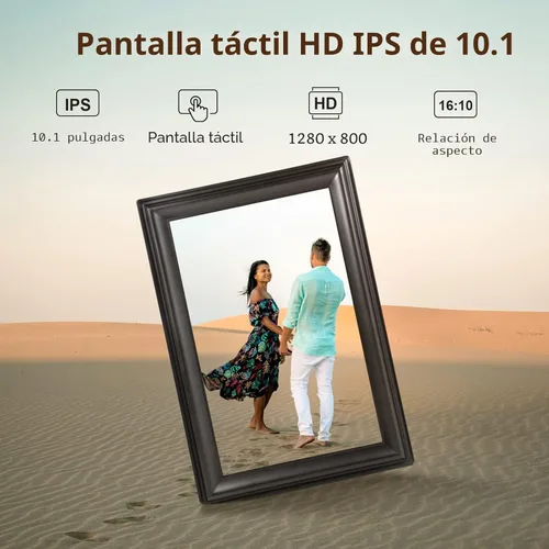 Miniatura 2 de Marco de fotos digital WiFi de 10.1 pulgadas, pantalla táctil IPS de 1280 x 800HD, marco de fotos digital electrónico, memoria de 16 GB, rotación