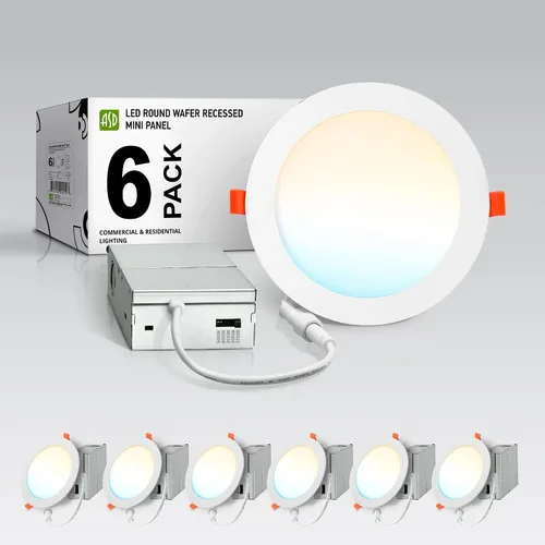 Miniatura 27 de ASD Paquete de 6 luces LED empotrables de 4 pulgadas, 12 W, 5 CCT 2700K-5000K CRI90+, luces de techo regulables ultrafinas con clasificación IC
