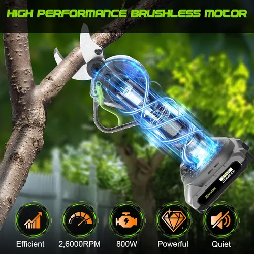 Miniatura 4 de Tijeras de poda con mástil 2 en 1 inalámbricas, tijeras de poda eléctricas con pantalla LCD, mástil extensible de 2.7m para recortar árboles, con 2