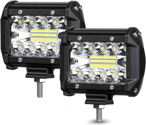 Miniatura 11 de Turboo - Cápsulas LED, barra de luz LED de 4 pulgadas, luz de flash ámbar, 2 unidades de 12000 lúmenes, luz todoterreno de triple fila, combo