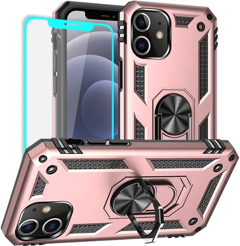 Miniatura 24 de Yiakeng Funda para iPhone 12 Mini: Funda para iPhone 12 Mini con protector de pantalla HD, fundas protectoras de grado militar con anillo para Verde