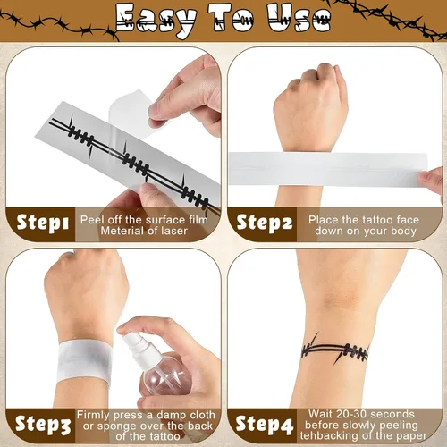Miniatura 2 de 20 piezas de alambre de púas temporales tatuajes de alambre de púas falso tatuaje extraíble negro brazo pegatinas para hombres, mujeres niños