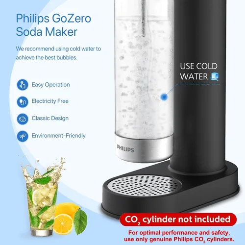 Miniatura 2 de Philips Máquina de transmisión de refrescos, fabricante de agua con gas inoxidable, fácil de instalar con botella de carbonatación de PET de giro
