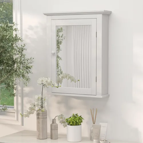 Miniatura 2 de Botiquín blanco con espejo, almacenamiento ajustable montado en la pared para baño, sala de estar, dormitorio, entrada y cocina