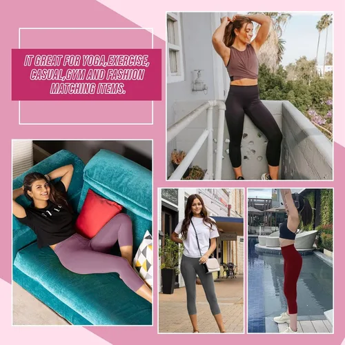 Miniatura 3 de CAMPSNAIL Paquete de 4 leggings de cintura alta para mujer, pantalones de yoga suaves con control de abdomen para entrenamiento, correr