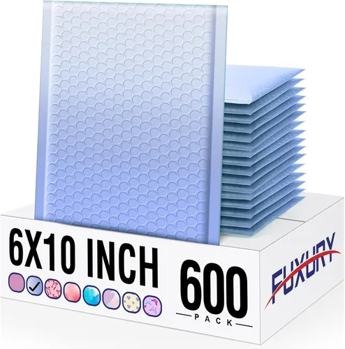 Miniatura 22 de Fuxury Sobres acolchados de burbujas de 6 x 10 pulgadas, sobres acolchados pequeños de acuarela azul, paquete de 100 sobres de burbujas