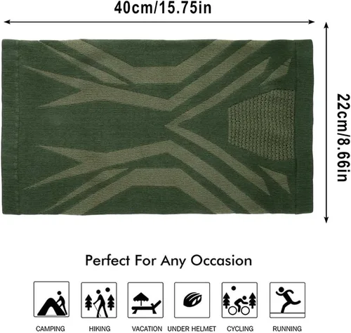 Miniatura 9 de WTACTFUL Calentador de Cuello de Invierno Polaina a Prueba de Viento Máscara Facial Pasamontañas Bandana para Esquí Snowboard Todo negro + verde
