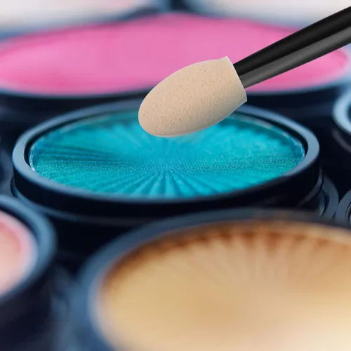 Miniatura 5 de Cuttte 120 aplicadores desechables de esponja de sombra de ojos de doble cara con contenedor, 2.44 pies de longitud, brochas de sombra de ojos, Negro