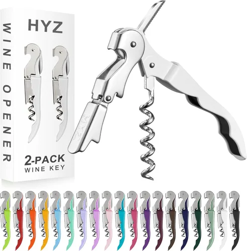 HYZ Paquete de 2 sacacorchos para camarero, llave de vino profesional para servidores, camarero con cortador de lámina, abridor manual de botellas