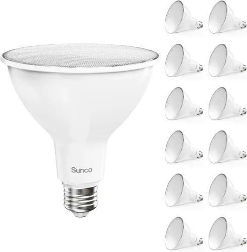 Sunco Paquete de 12 Bombillas LED PAR38 para Luz de Inundación Exterior, Bombillas de Foco Exterior, Resistentes a la Intemperie, 1050 LM, 13W 3000K