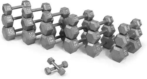 Miniatura 8 de WF Athletic Supply Juego de mancuernas de hierro fundido, juego de mancuernas hexagonales sólidas, color gris, entrenamiento de fuerza, pesas libres