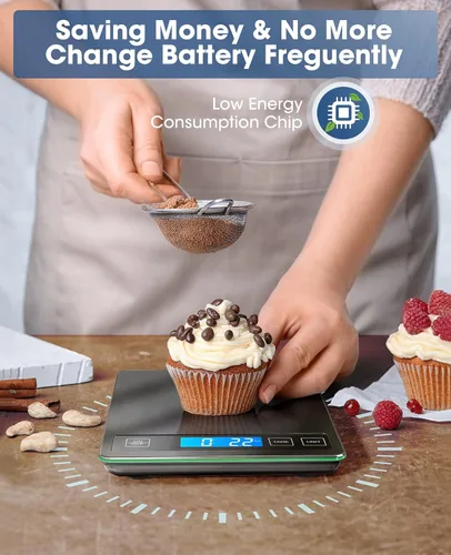 Miniatura 6 de Nicewell - Báscula de alimentos digital de 22 libras, báscula de cocina gris de acero inoxidable, peso en gramos y onzas para cocinar y hornear