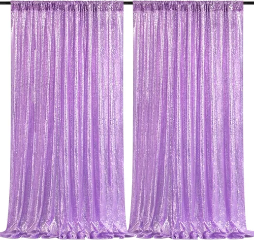 Miniatura 53 de Cortinas con lentejuelas doradas, 2 unidades de 2 x 8 pies, con brillantina, telón de fondo para bodas Rojo