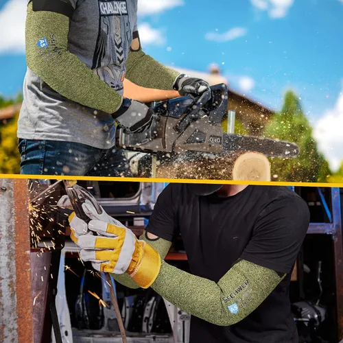Miniatura 7 de Schwer CORE Mangas de Protección para Brazo S081, Mangas Resistentes a Cortes ANSI A5 con Orificio para el Pulgar, Manga de Soldadura Resistente a