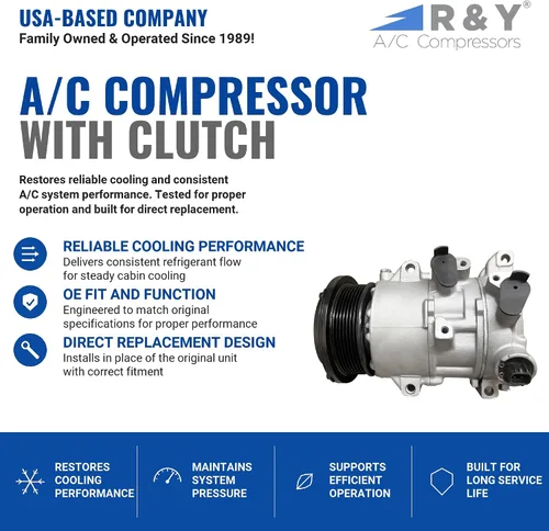 Miniatura 2 de Compresor de CA RYC y embrague A/C AEG341 (polea de 7 ranuras)