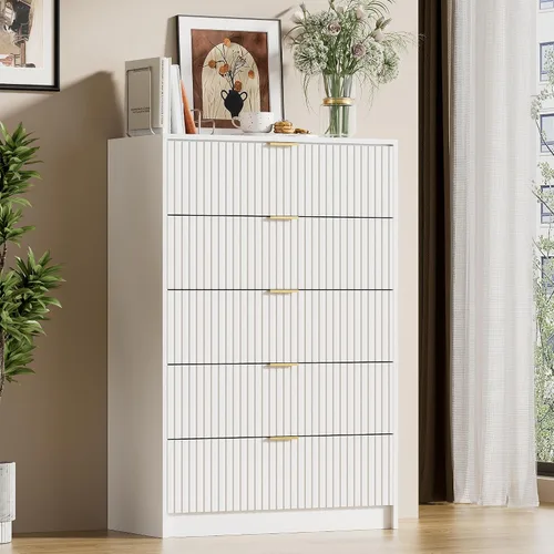 Miniatura 22 de Furniway Cómoda Beige para Dormitorio, Cómoda Moderna con 6 Cajones y Deslizadores Suaves, Cómoda Ancha con Manijas Doradas para Dormitorio, Sala