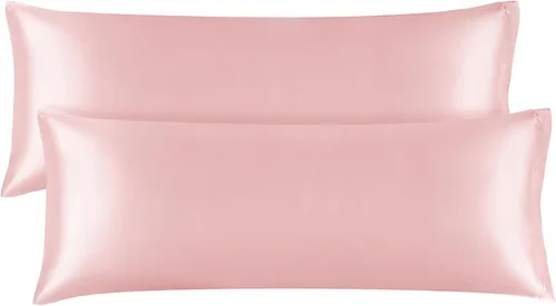 Miniatura 85 de Bedelite Funda de almohada de satén para el cuerpo, súper suave y refrescante, para el cabello y la piel, transpirable, sedosa y larga, 20 x 54 Rosa