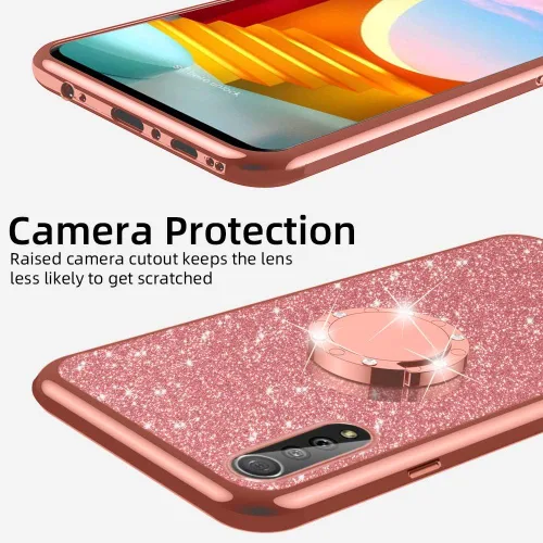 Miniatura 7 de nancheng Bonita funda de teléfono con purpurina para LG Velvet 5G (LM-G900)/LG Velvet 5G UW Lujo Brillante Suave TPU Anti arañazos Anti-caída Oro