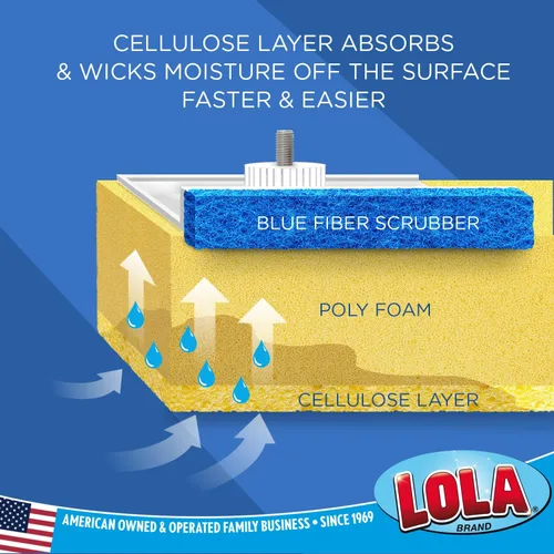 Miniatura 3 de LOLA Recambio de esponja de celulosa SqueezeMatic Butterfly Mop de 9 pulgadas, cabezal de repuesto, limpieza de pisos, comparable con recambio