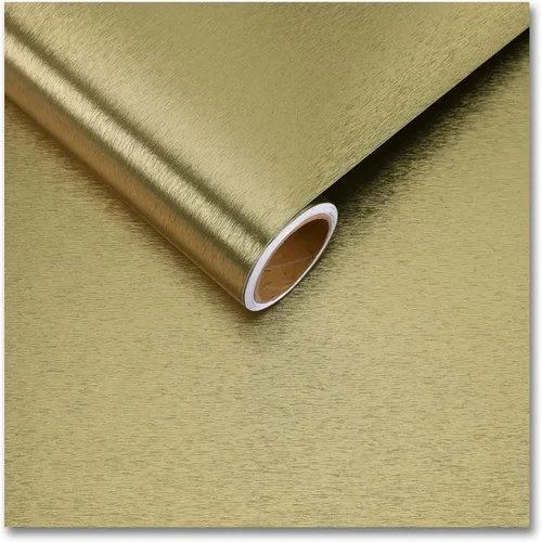Miniatura 10 de CRE8TIVE Papel de contacto de acero inoxidable dorado rosa de 12 x 80 pulgadas para papel tapiz de cocina, papel tapiz metálico cepillado