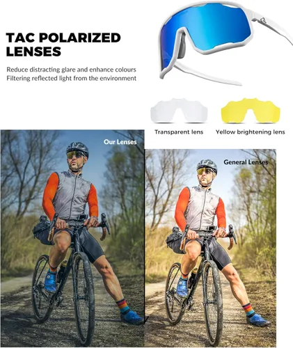 Miniatura 4 de ROCKBROS Polarized Sunglasses for Men Women UV400 Protection Cycling Running MTB Biking Baseball Softball Glasses 3 Lenses Azul profundo