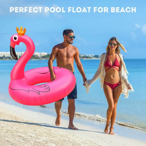 Miniatura 3 de Water Bottle Flotadores inflables de flamenco para piscina, tubos gigantes de balsa de piscina, flotador de piscina de flamenco rosa de 42 pulgadas