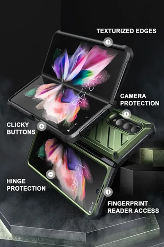 Miniatura 5 de SUPCASE Funda para Samsung Galaxy Z Fold 3 con soporte (Unicorn Beetle), [protector de pantalla integrado y clip para cinturón] Funda protectora